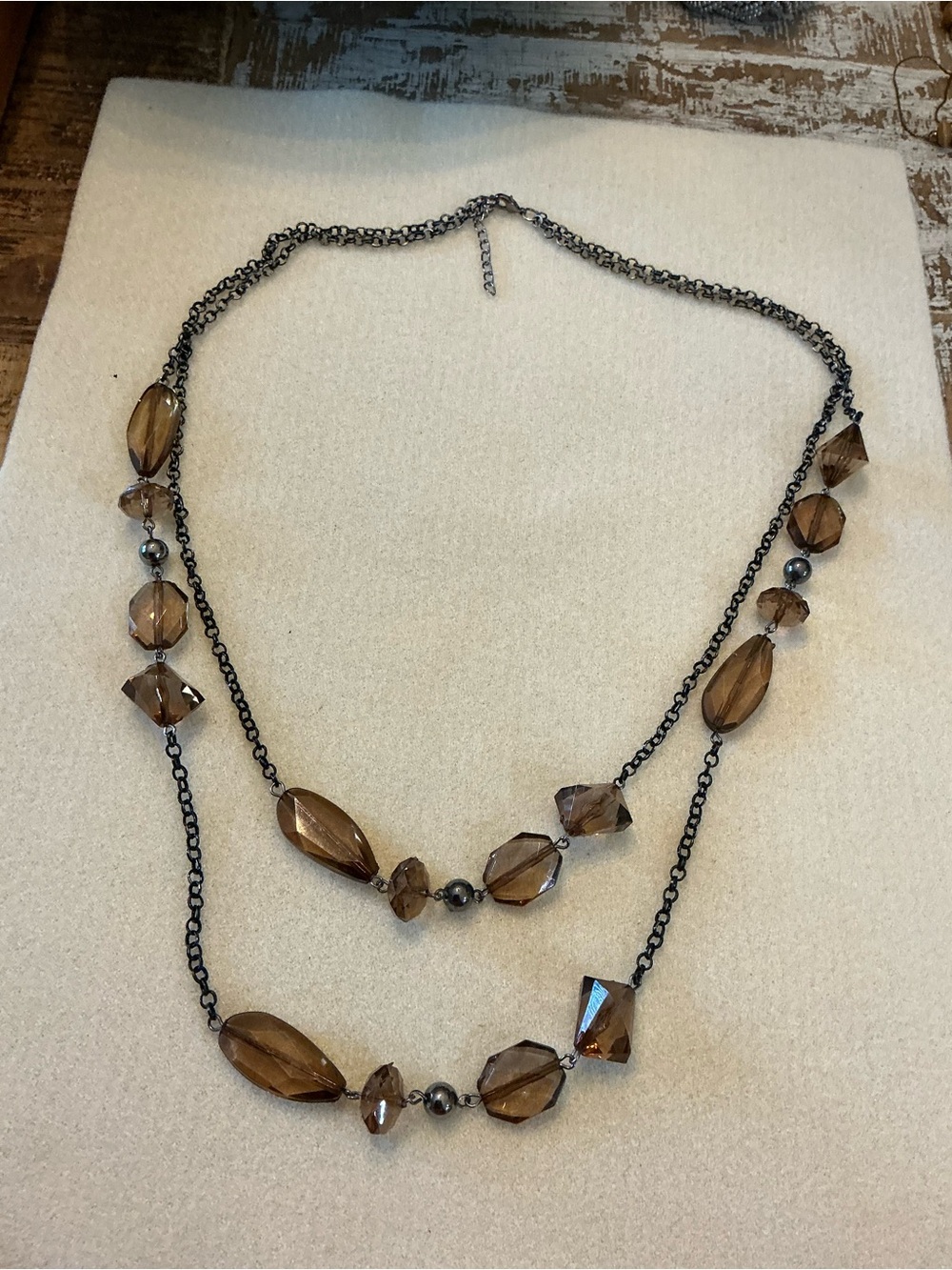 Layered Brown Beaded Necklace - 30”